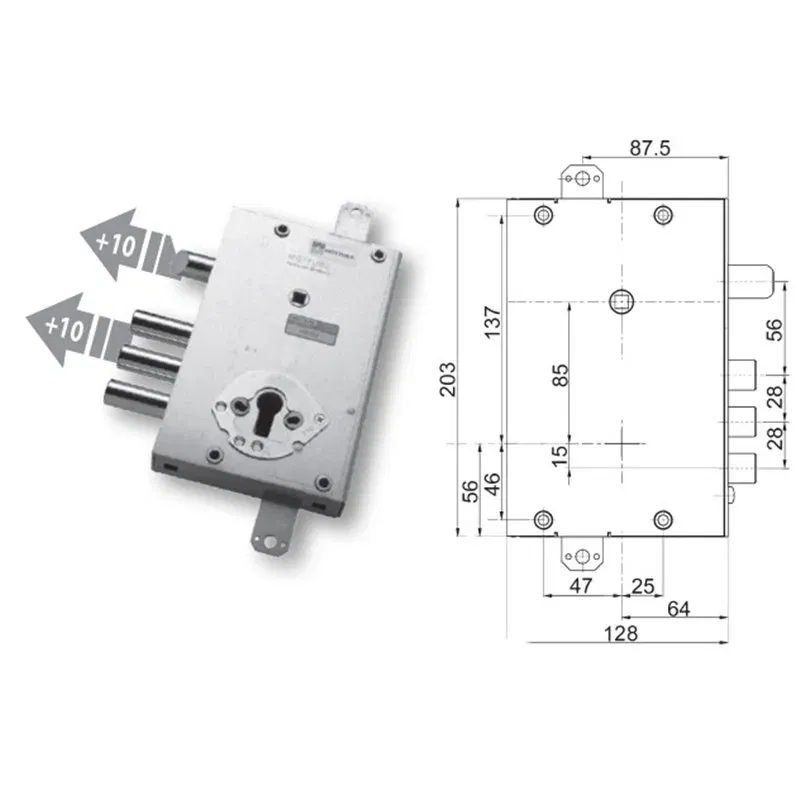 Security door lock Mottura 89.4515VI/Q for VIGHI