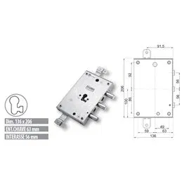 Security door lock Mottura 89.8583D6 Euro profyle for DIERRE