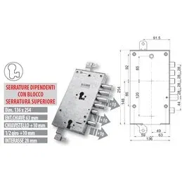 Security door lock Mottura 89.8595/S8AQ Euro profyle for DIERRE