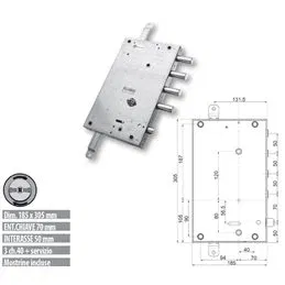 Security door lock Mottura 89.561DER for DIERRE door