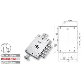 Security door lock Mottura 89.8583D7 Euro profyle for DIERRE