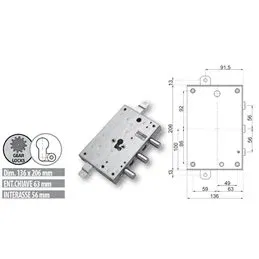 Security door lock Mottura 89.84383 Euro profyle for DIERRE