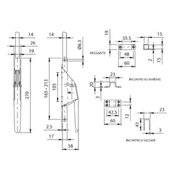 Cariglione lever closure type CAR 680 for metal doors and windows