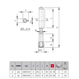 Lower olive pin for single leaf COMUNELLO 26 FC doors