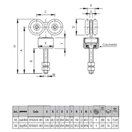 Rotating trolley for sliding gates COMUNELLO art.4R MEDIUM