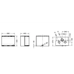 Three-sided wood-burning insert PANORAMA Thermorossi 10.5 kW 5 stars