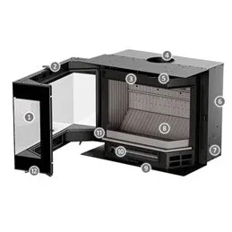 Three-sided wood-burning insert PANORAMA Thermorossi 10.5 kW 5 stars