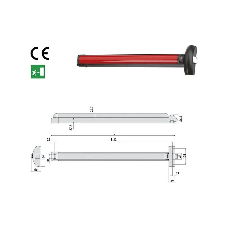 Cisa panic exit device 59801.11.0 Fast Touch Lateral L 840 Cisa panic exit device 59801.11.0 Fast Touch Lateral L 840