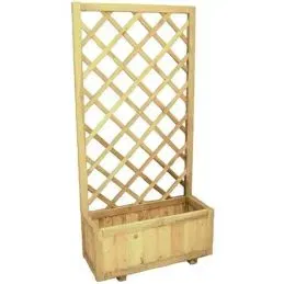 Pannello grigliato in legno rettangolare 150x75 cm con fioriera