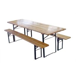 Set Birreria in legno Tavolo 220cm x 70cm + 2 Panche