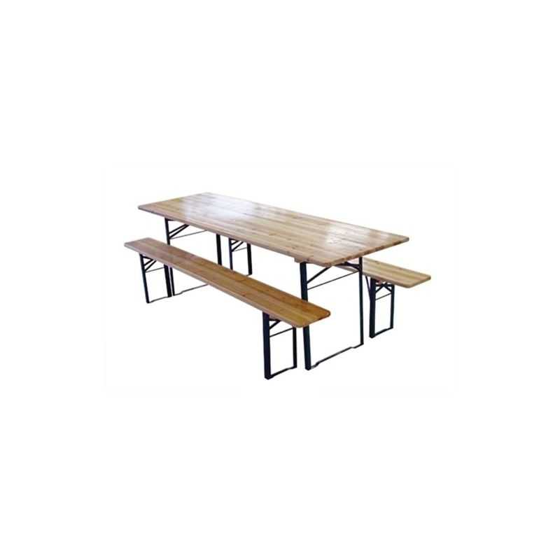 Set Birreria in legno Tavolo 220cm x 70cm + 2 Panche