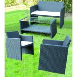 Set Giardino Tavolo+ divano e 2 sedie in polyrattan - Cannes