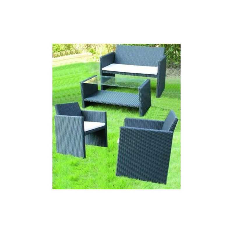 Set Giardino Tavolo+ divano e 2 sedie in polyrattan - Cannes