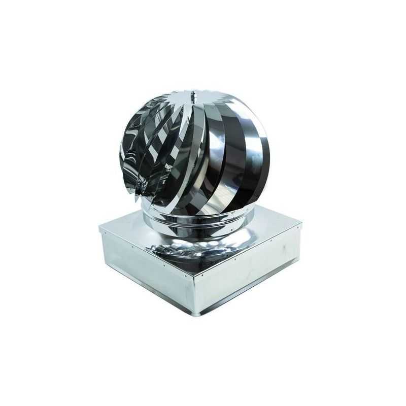 Revolving wind hat with square base in 304 stainless steel