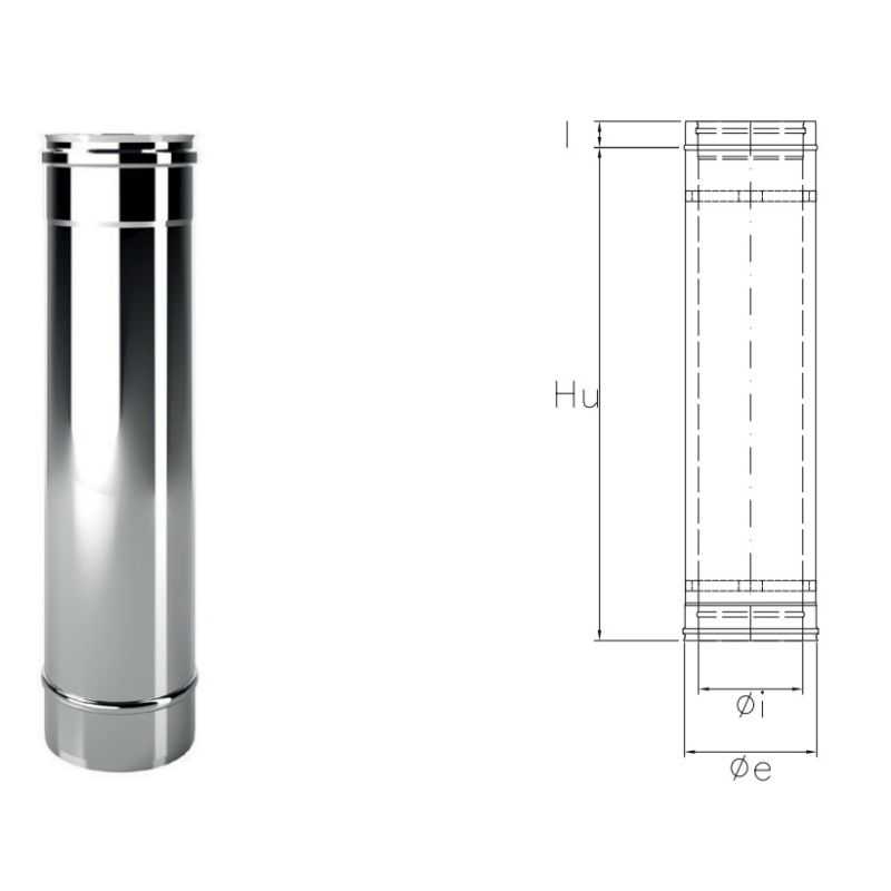 Tubo da 1 metro CXT1 COAXIAL Inox Canna fumaria coassiale