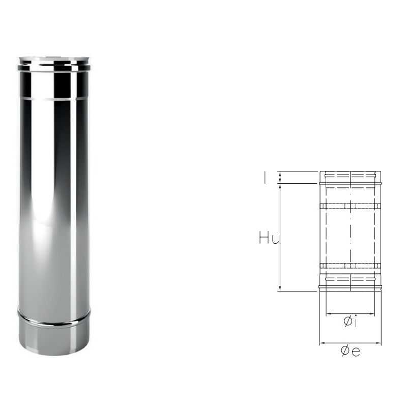 Tubo da 0,25 metro CXT2 COAXIAL Inox Canna fumaria coassiale