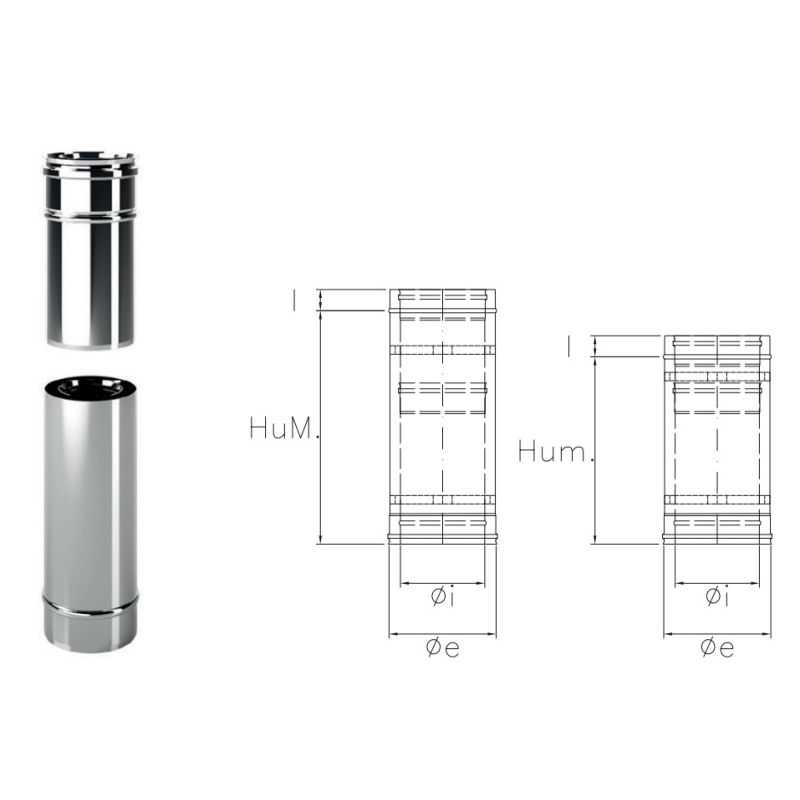 Telescopic tube CXET COAXIAL Inox Coaxial flue