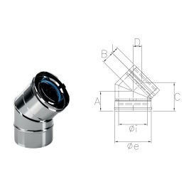 45 ° curve CXC4 COAXIAL Inox Coaxial flue