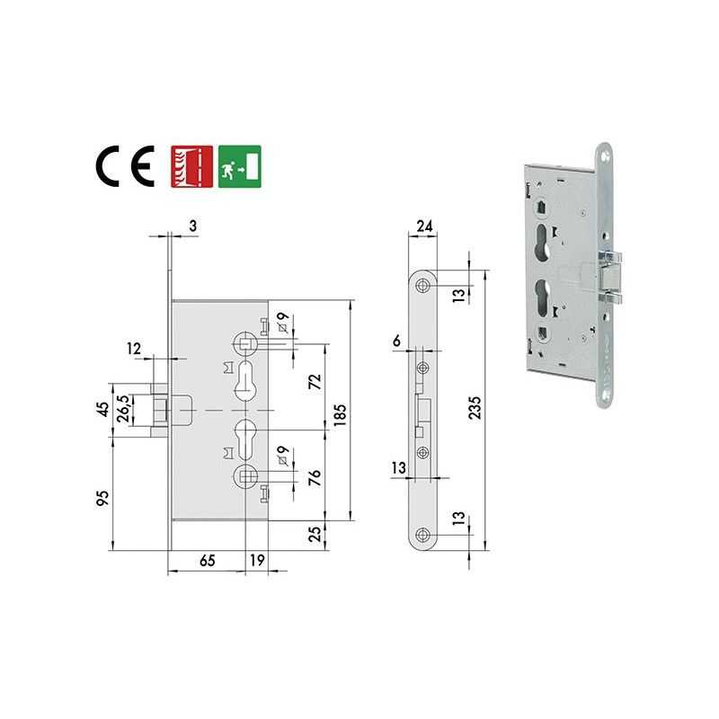 Cisa 43120 mortise lock for antipanic and fire doors