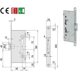 Cisa 43130 mortise lock for antipanic and fire doors