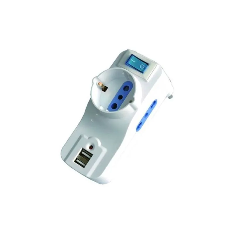 Adattatore triplo 2P+T+Schuko + Presa USB Adattatore triplo 2P+T+Schuko + Presa USB